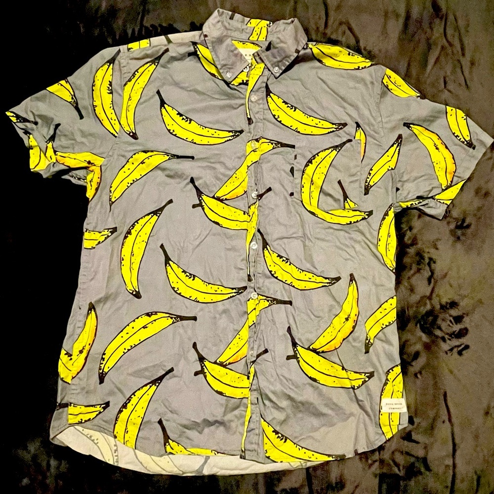 Duvin Design Company Banana Short Sleeve Button Up Shirt Size XL
